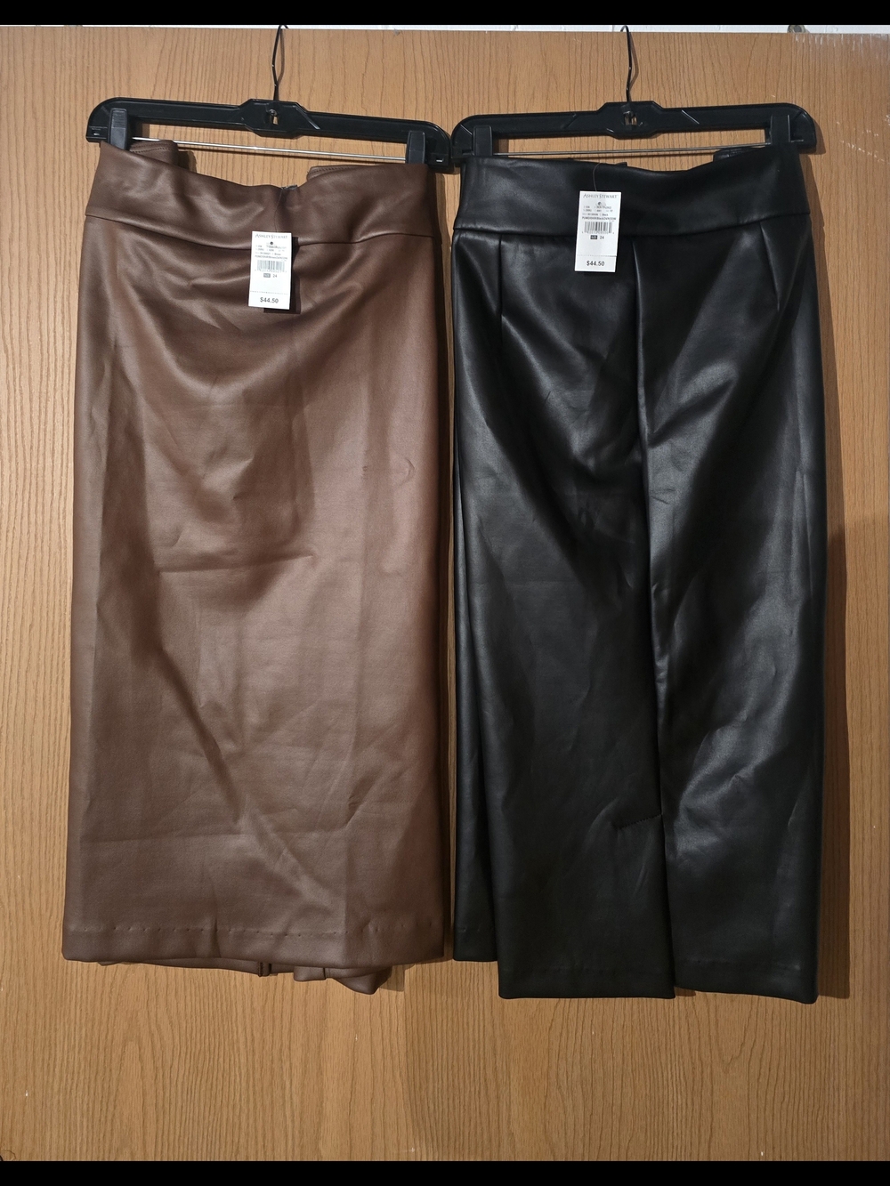 2 Faux Leather A-Line Skirt - Brown and Black
